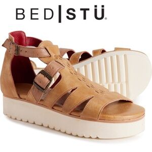 BED STU Ada Cage Platform Sandal - Cashew Oats Rustic- Tan Leather Size 9 or 9.5